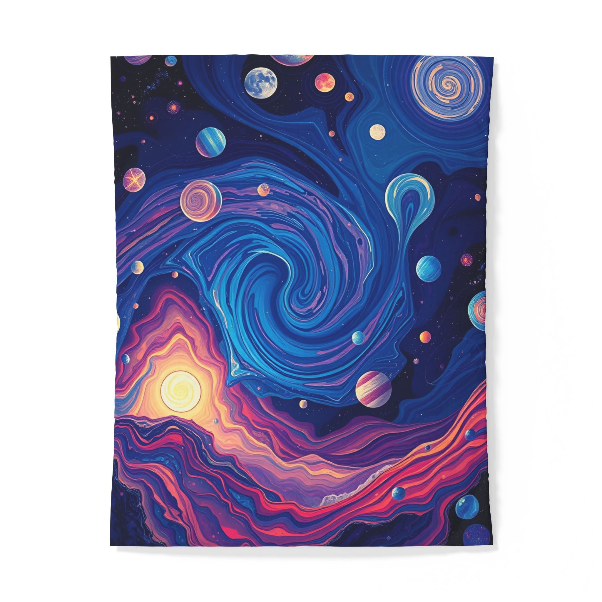 Galaxy Swirl Duvet Cover — Vibrant Cosmic Sunset Cotton Bedding