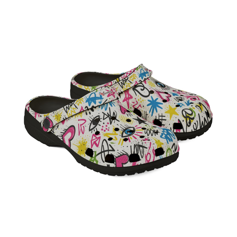 Graffiti Heart & Eye EVA Foam Clogs
