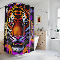 Exquisite 24 Bold Neon Tiger Shower Curtain — Vibrant Jungle Animal Bathroom Decor