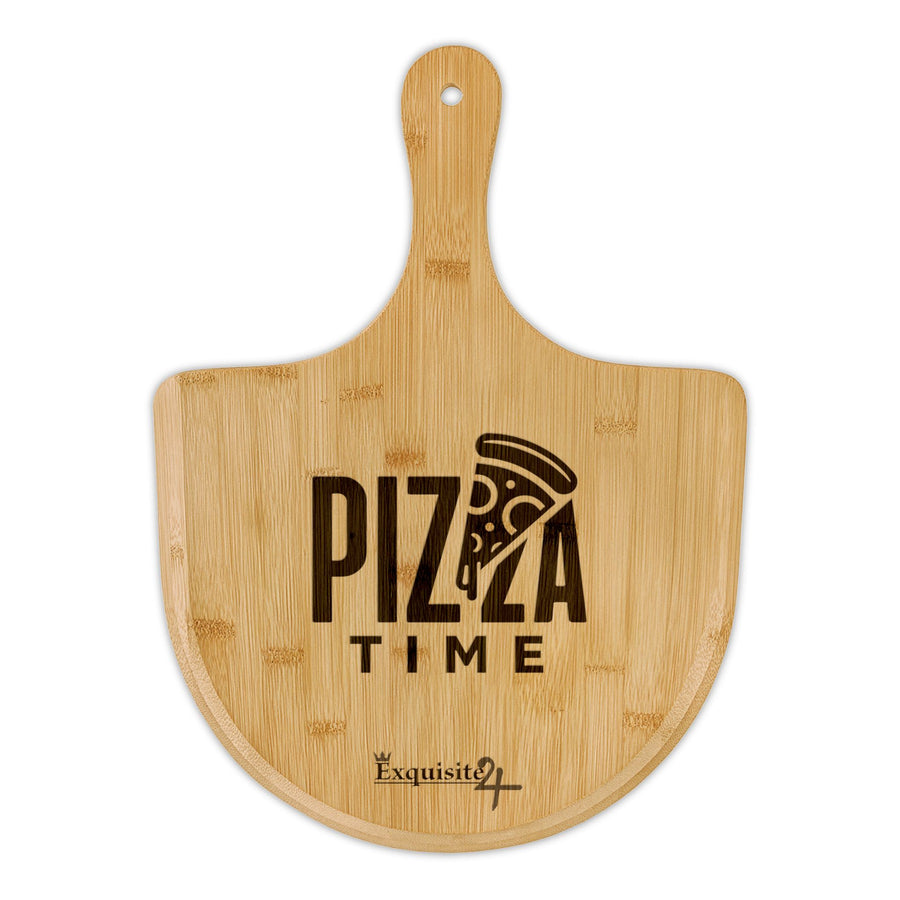 Engraved Bamboo Pizza Peel – "Pizza Time" Serving & Prep Board
