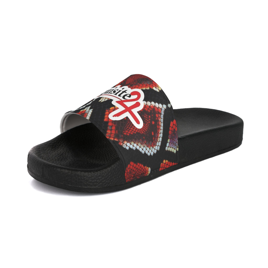 Men's Slide Sandals — Red Snake Print 'Exquisite 24' Luxury Pool Slides