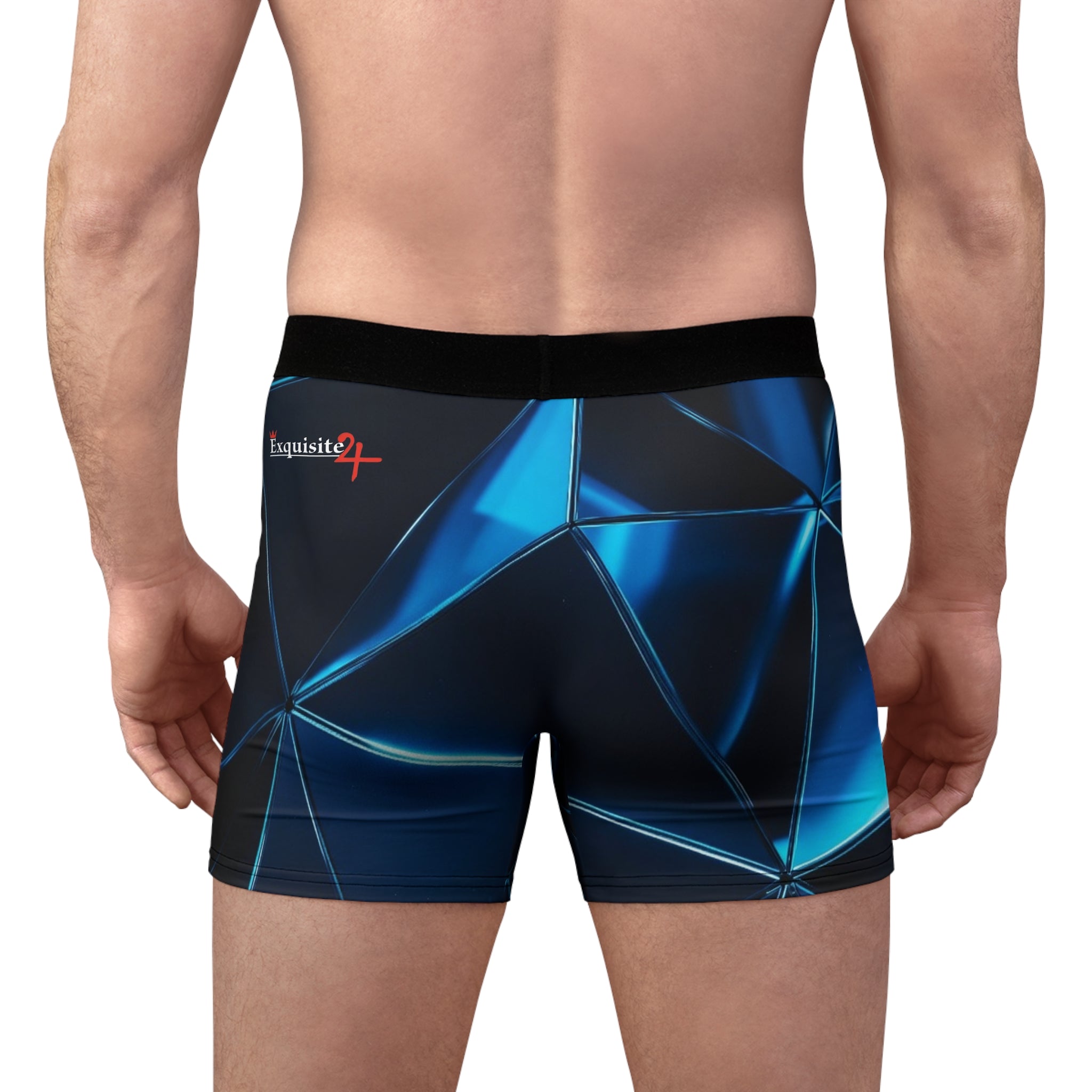 Men's Geometric Blue Prism Boxer Briefs — All-Over Print