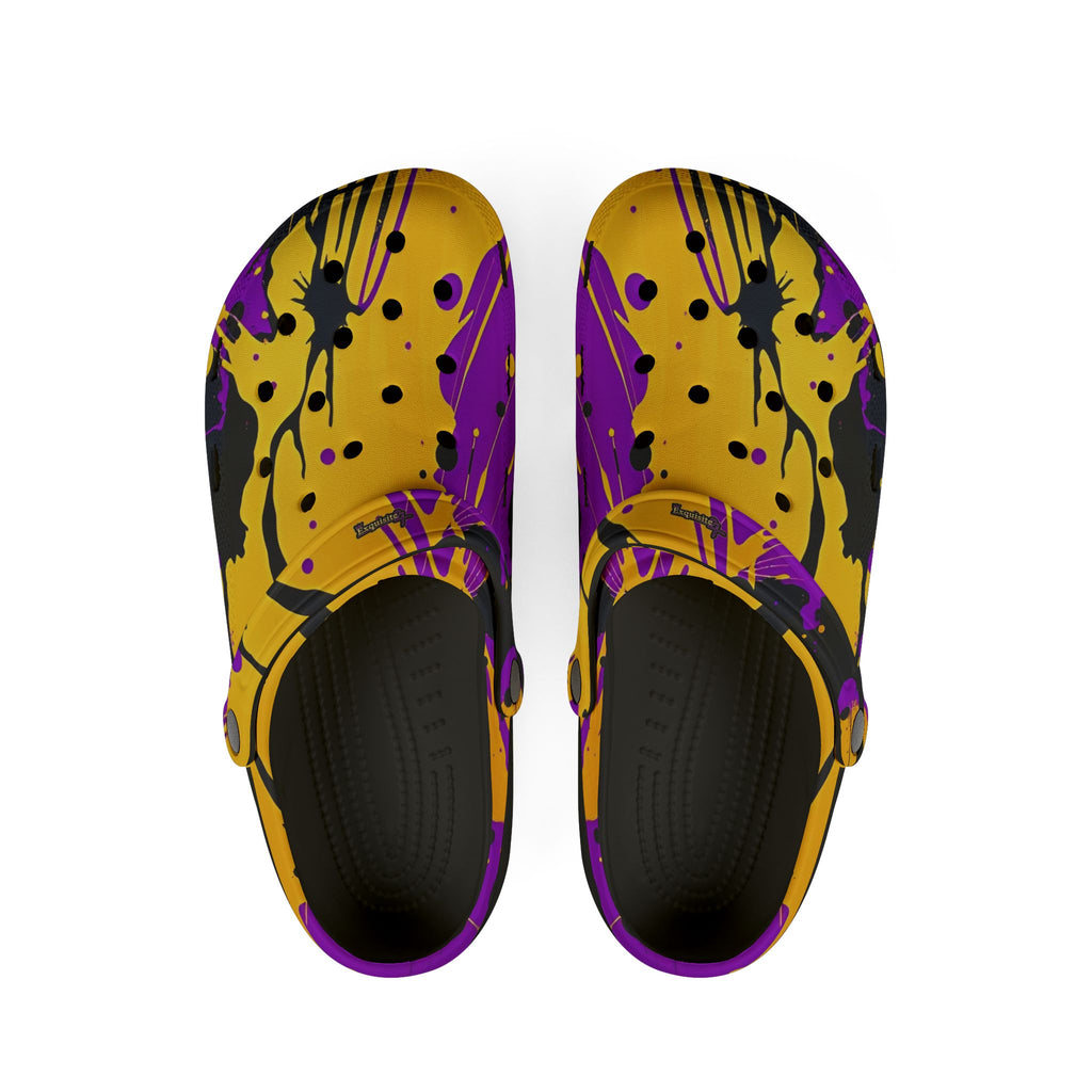Purple & Yellow Paint Splatter EVA Foam Clogs