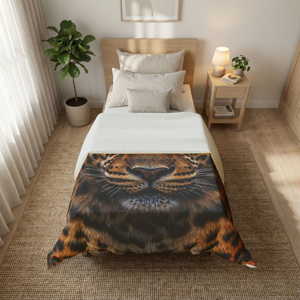 Exquisite 24 Leopard Face Cotton Duvet Cover — Bold Safari Animal Print Bedding