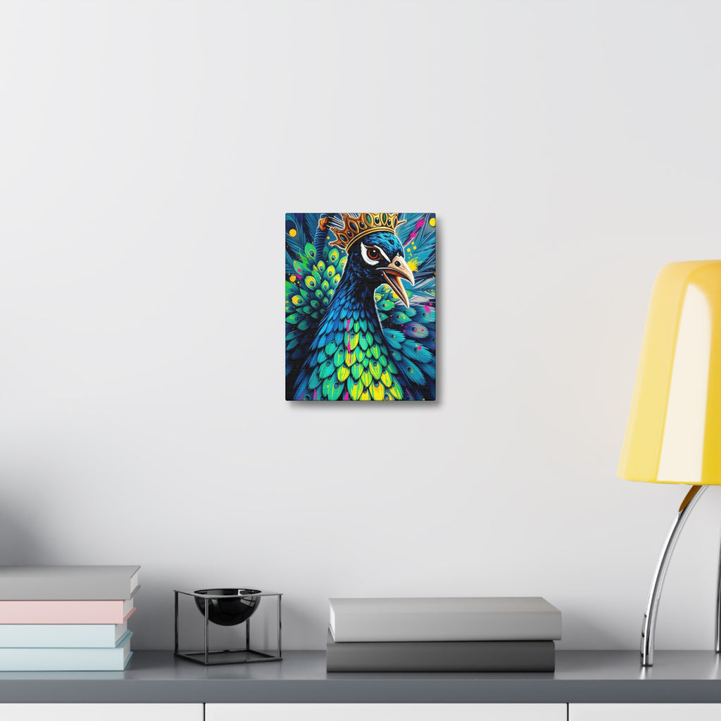 Peacock King Stretched Canvas – Vibrant Crowned Peacock Wall Art