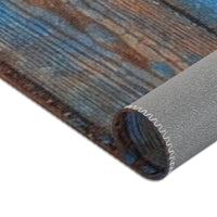 Rustic Blue Patina Wood Area Rug — Distressed Coastal Floor Decor