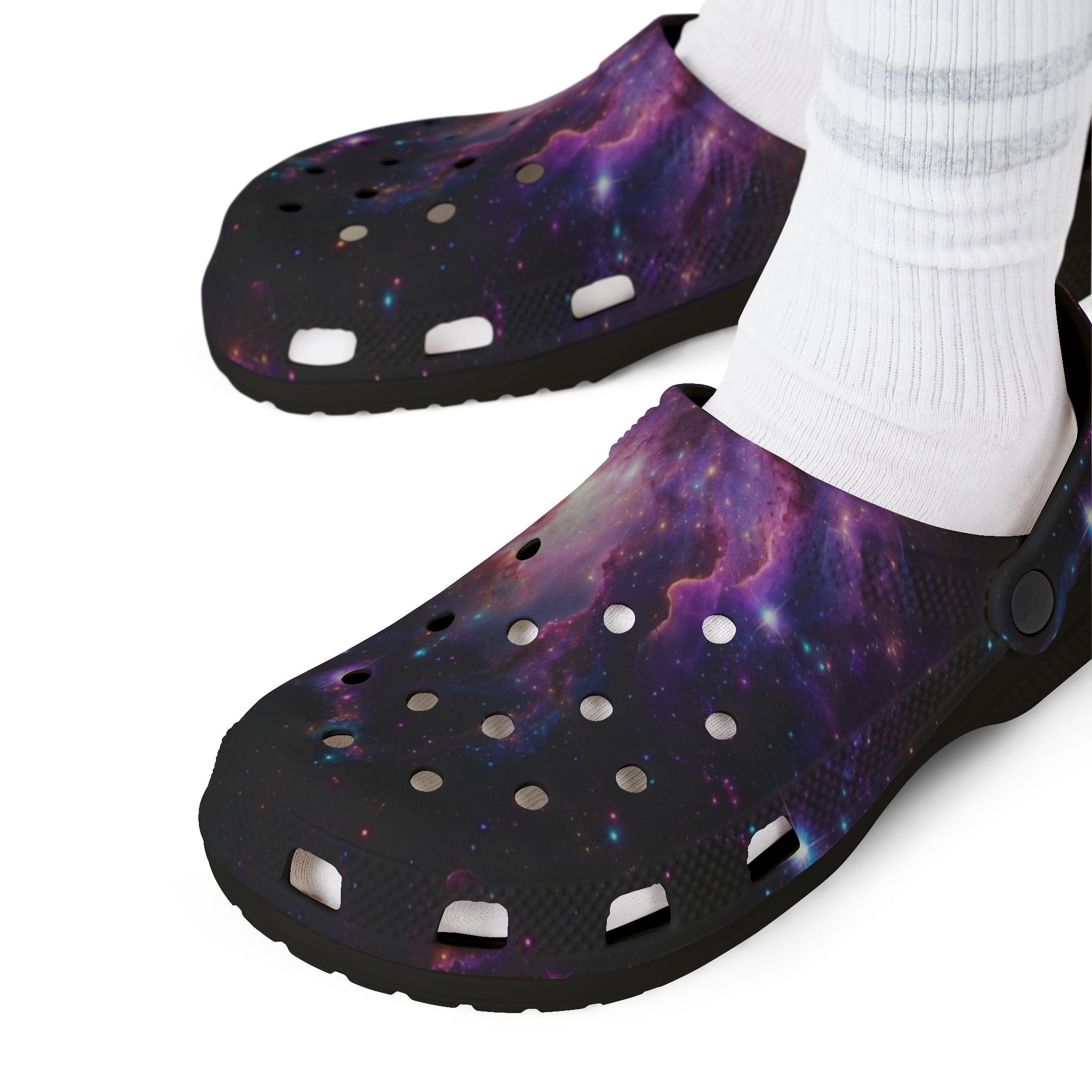 Galaxy Print Clogs — EVA Foam Rubber Slip-On Shoes
