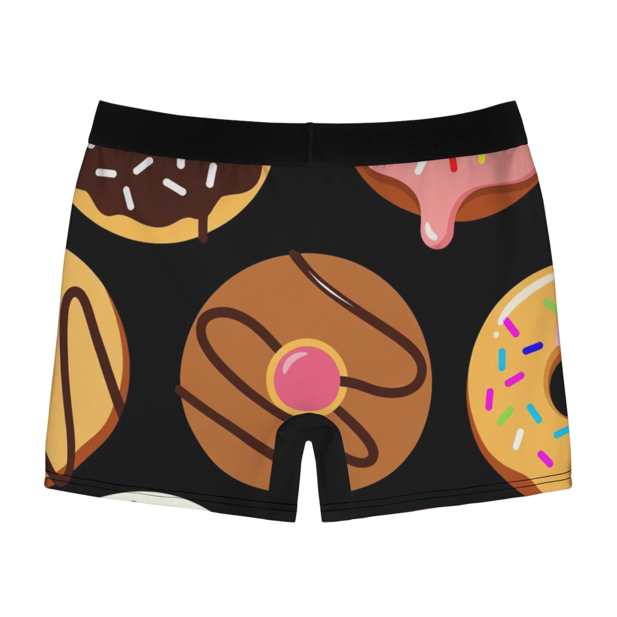 Donut Print Boxer Briefs — Men's Fun Donuts Pattern Underwear