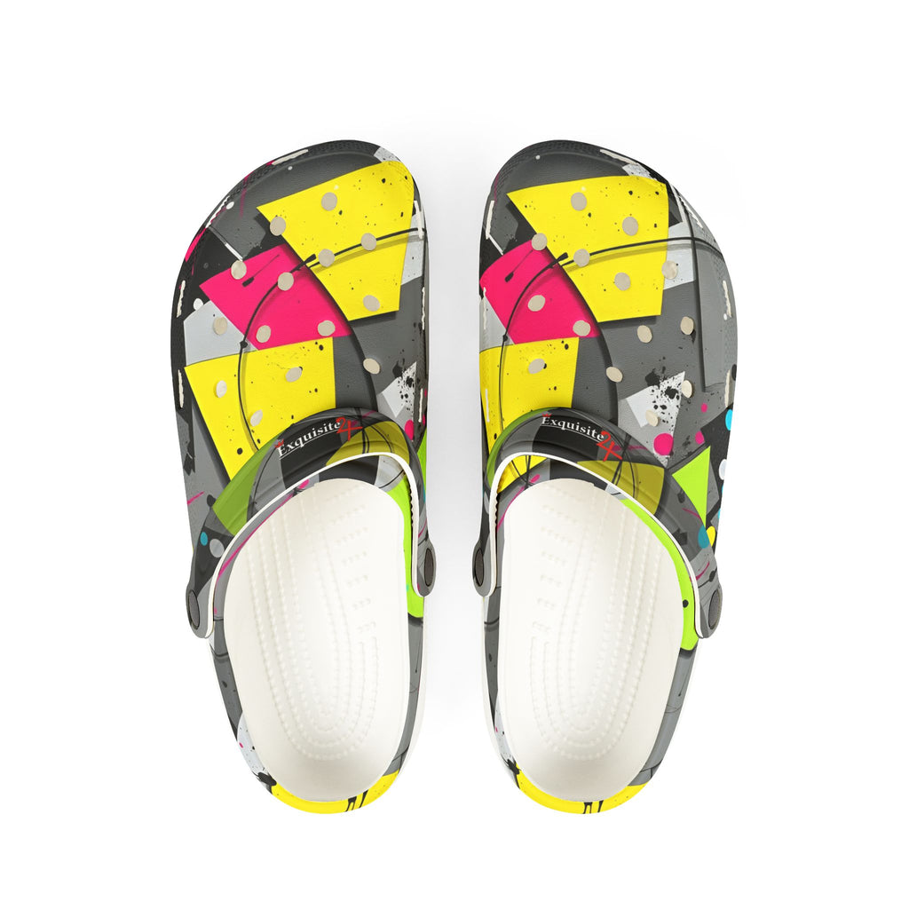 Neon Abstract EVA Foam Clogs — Lightweight Printed Garden Shoes