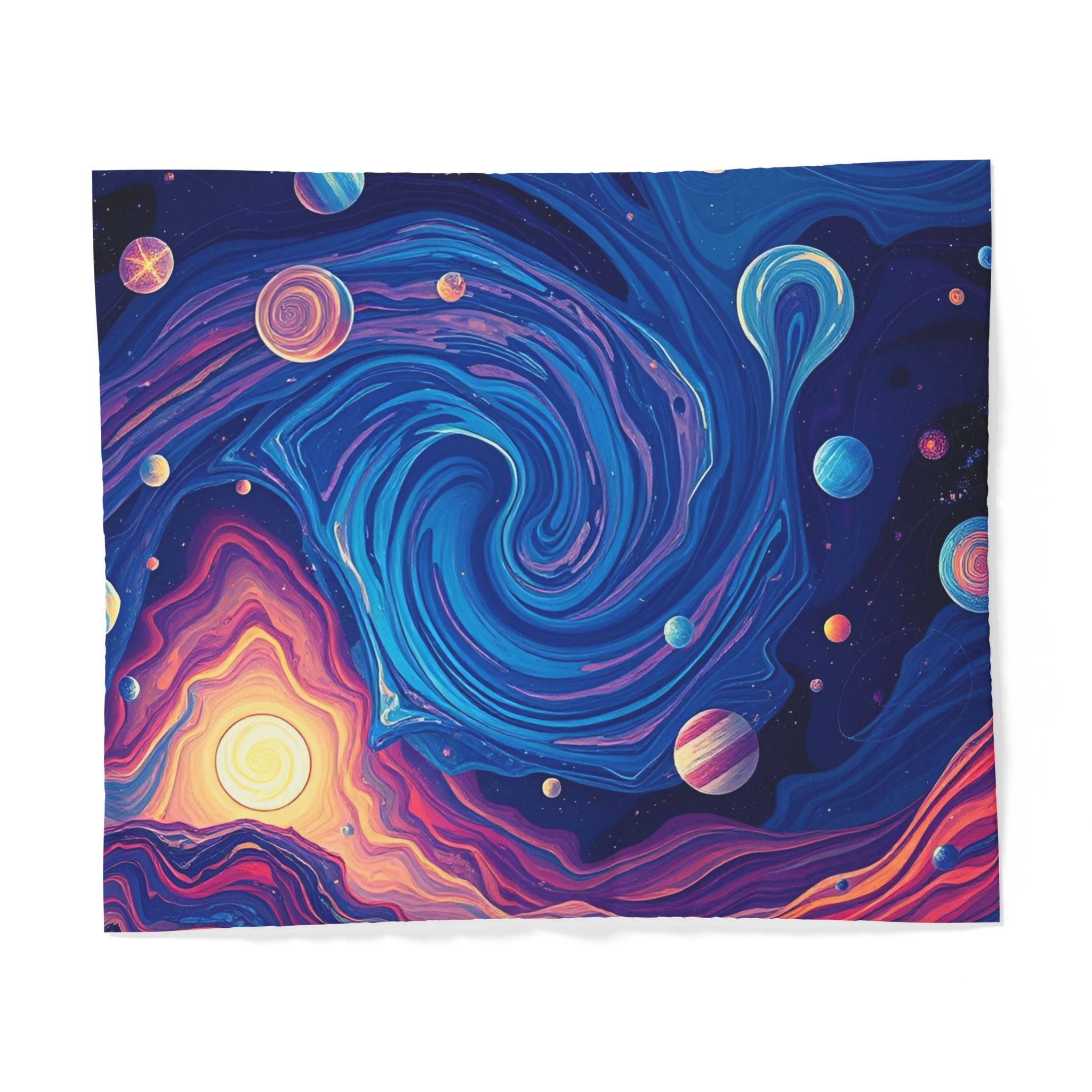 Galaxy Swirl Duvet Cover — Vibrant Cosmic Sunset Cotton Bedding