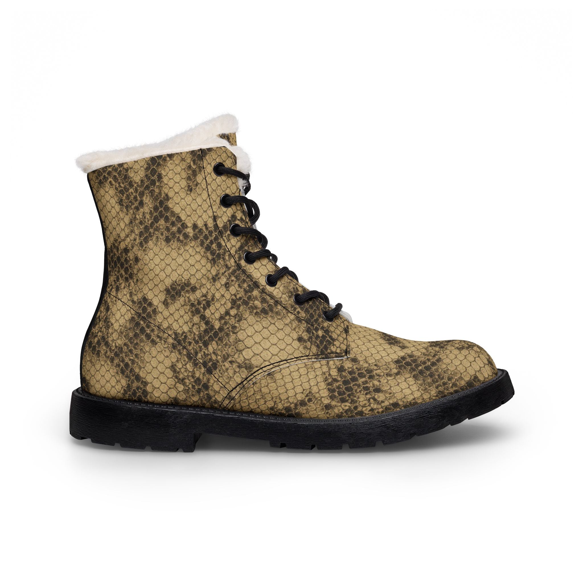 Women's Snakeprint Fur-Lined Leather Boots