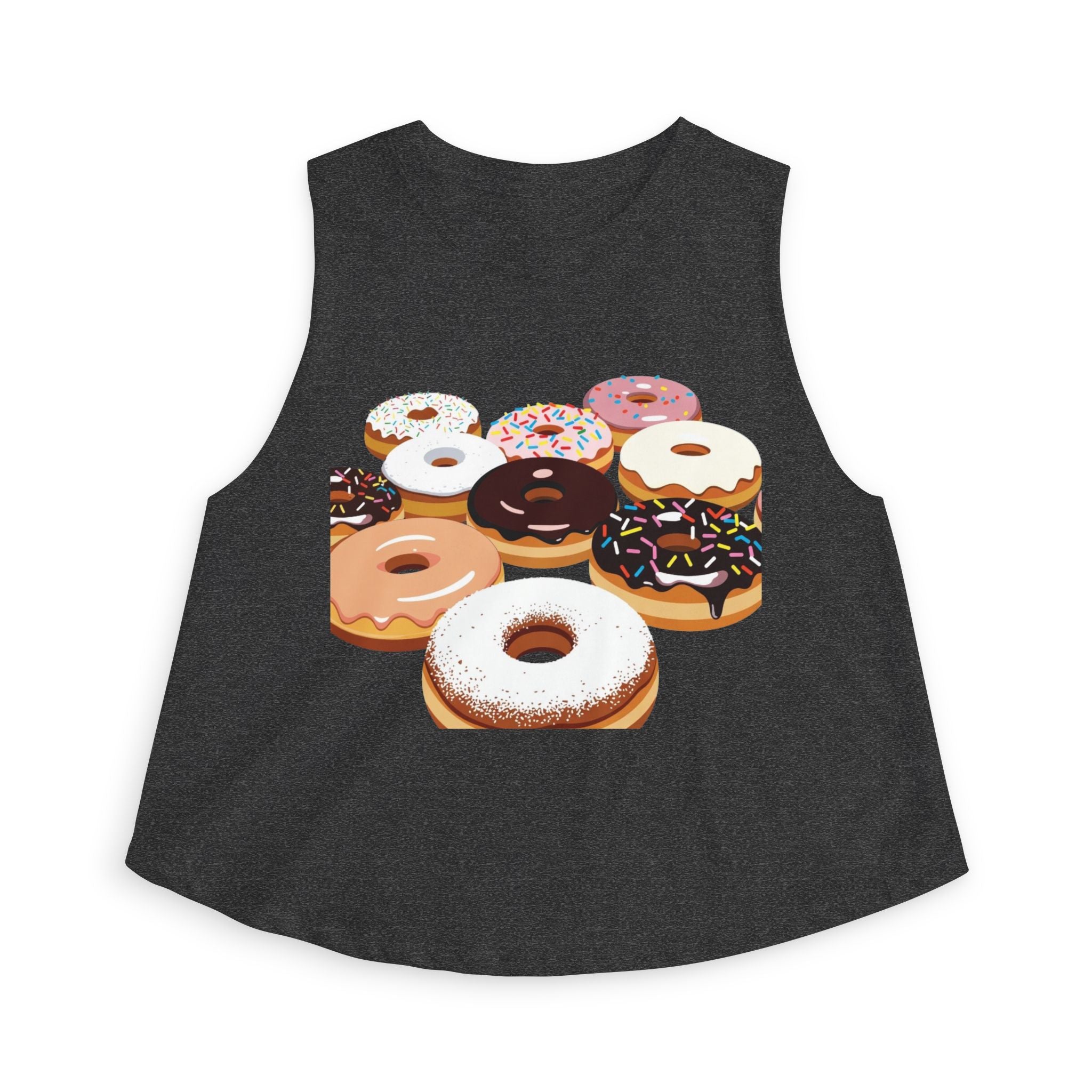 Donut Pattern Women's Crop Top — Colorful Sprinkle Donuts Graphic Tank