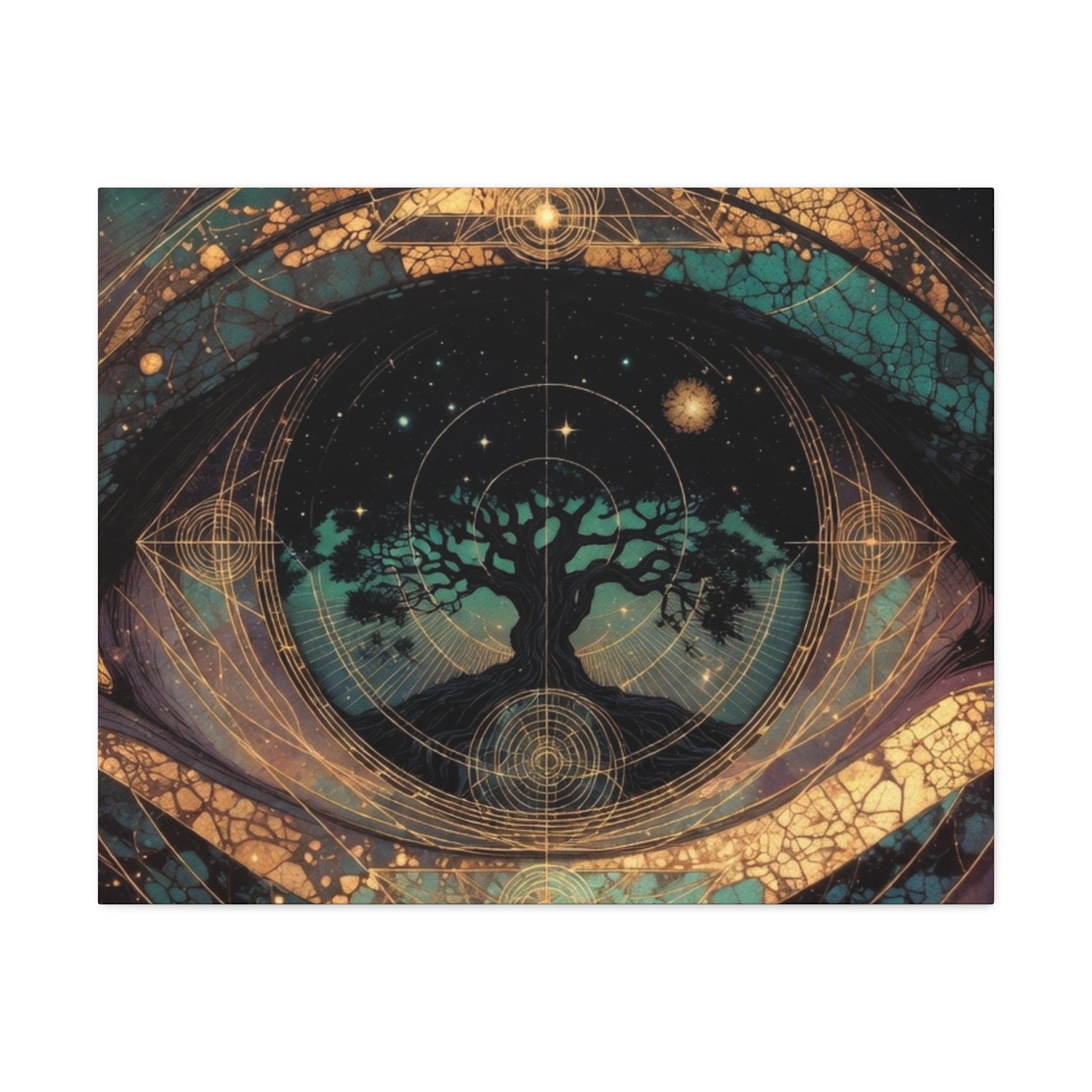 Mystic Tree of Life Stretched Canvas – Spiritual Cosmic Wall Art
