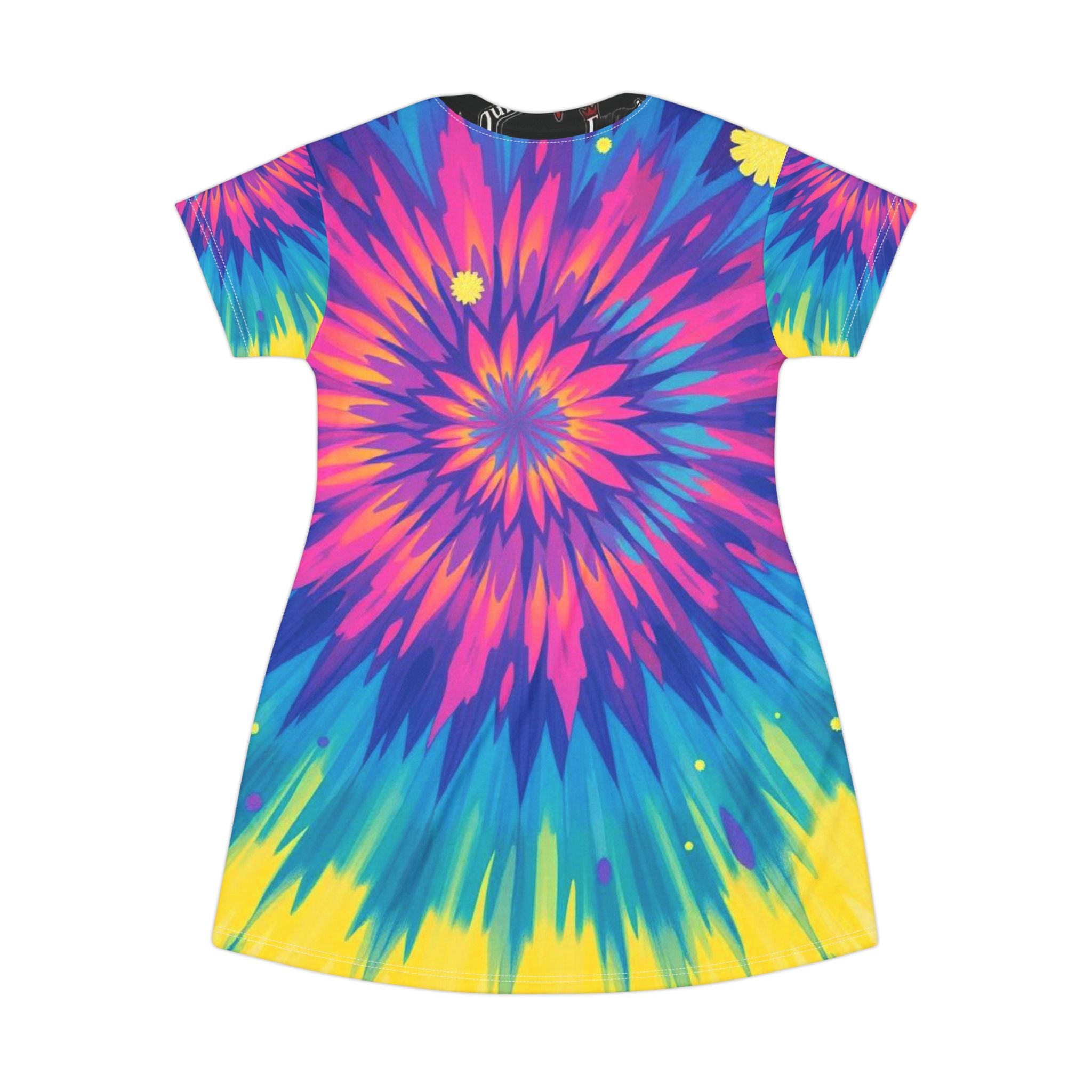 Tie-Dye Starburst T-Shirt Dress — Vibrant Rainbow