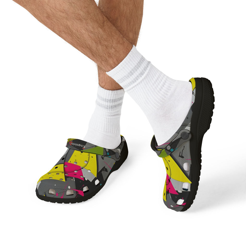 Neon Abstract EVA Foam Clogs — Lightweight Printed Garden Shoes