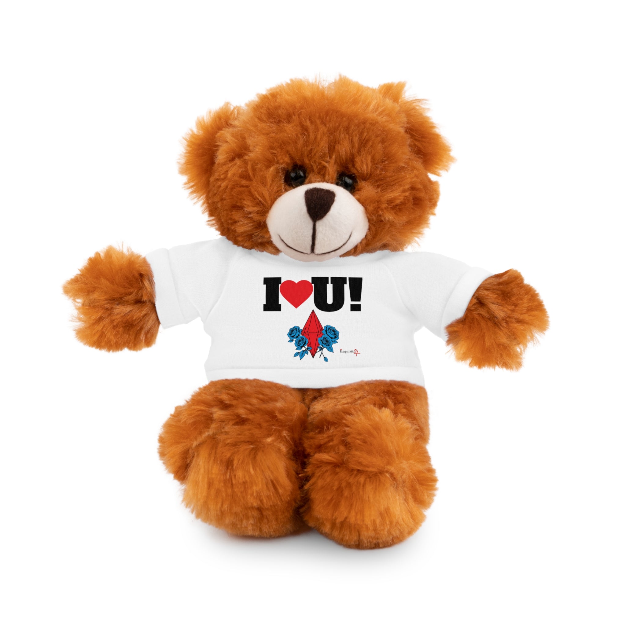 Plush Bear with Branded Tee – Red Diamond and Blue Roses Teddy
