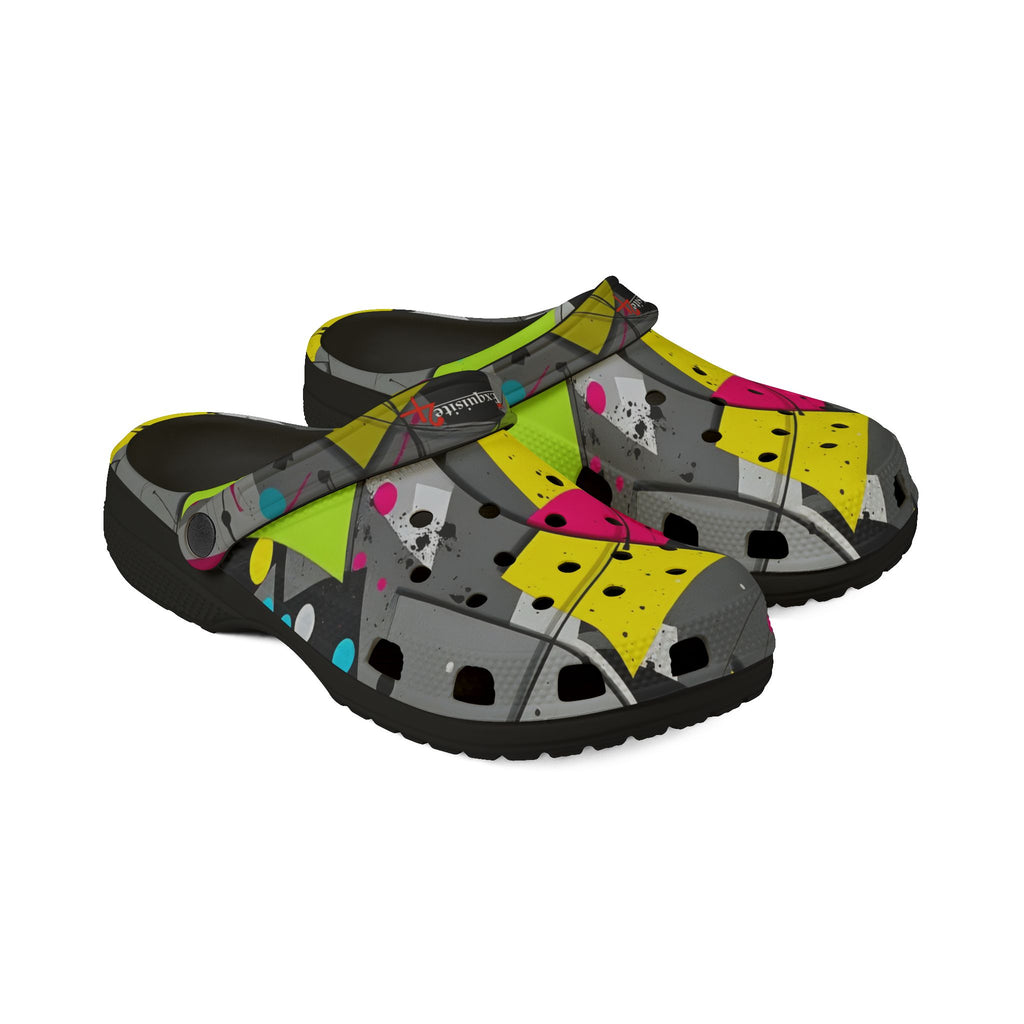 Neon Abstract EVA Foam Clogs — Lightweight Printed Garden Shoes