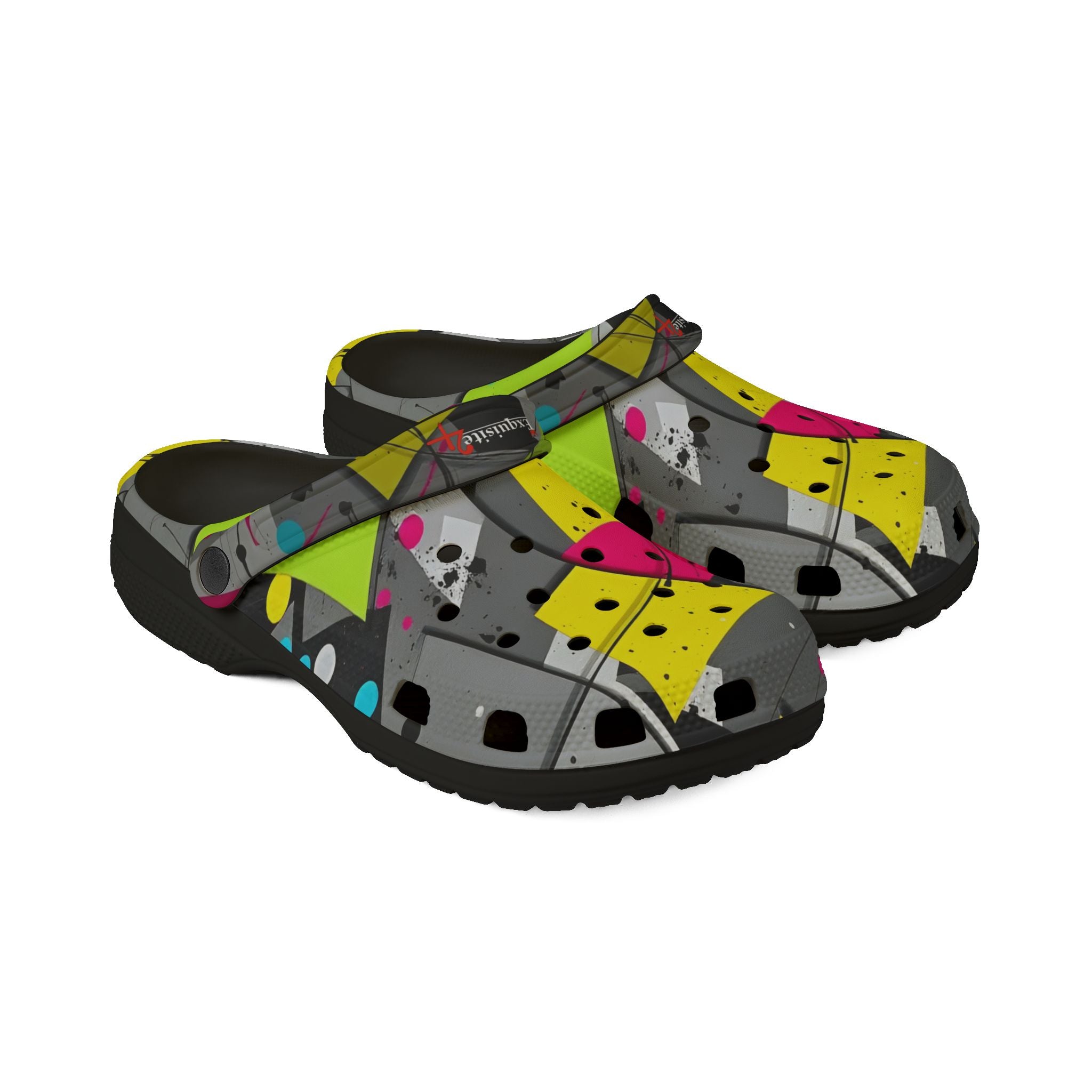 Neon Abstract EVA Foam Clogs — Lightweight Printed Garden Shoes