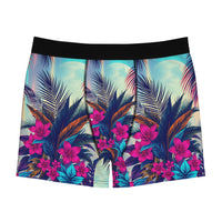 Tropical Floral Boxer Briefs — Vibrant Palm & Hibiscus All-Over Print