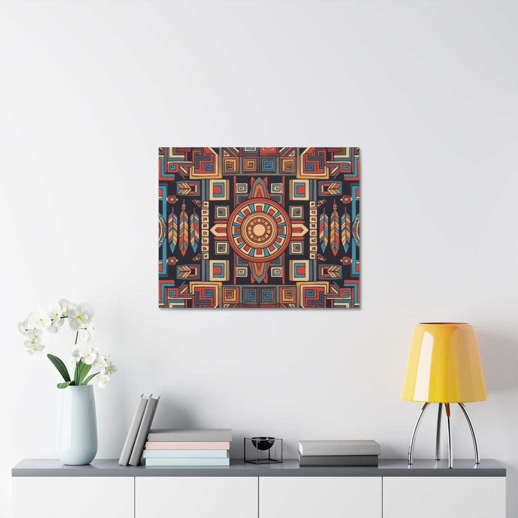 Southwestern Geometric Canvas Art — Tribal Mandala Wall Decor