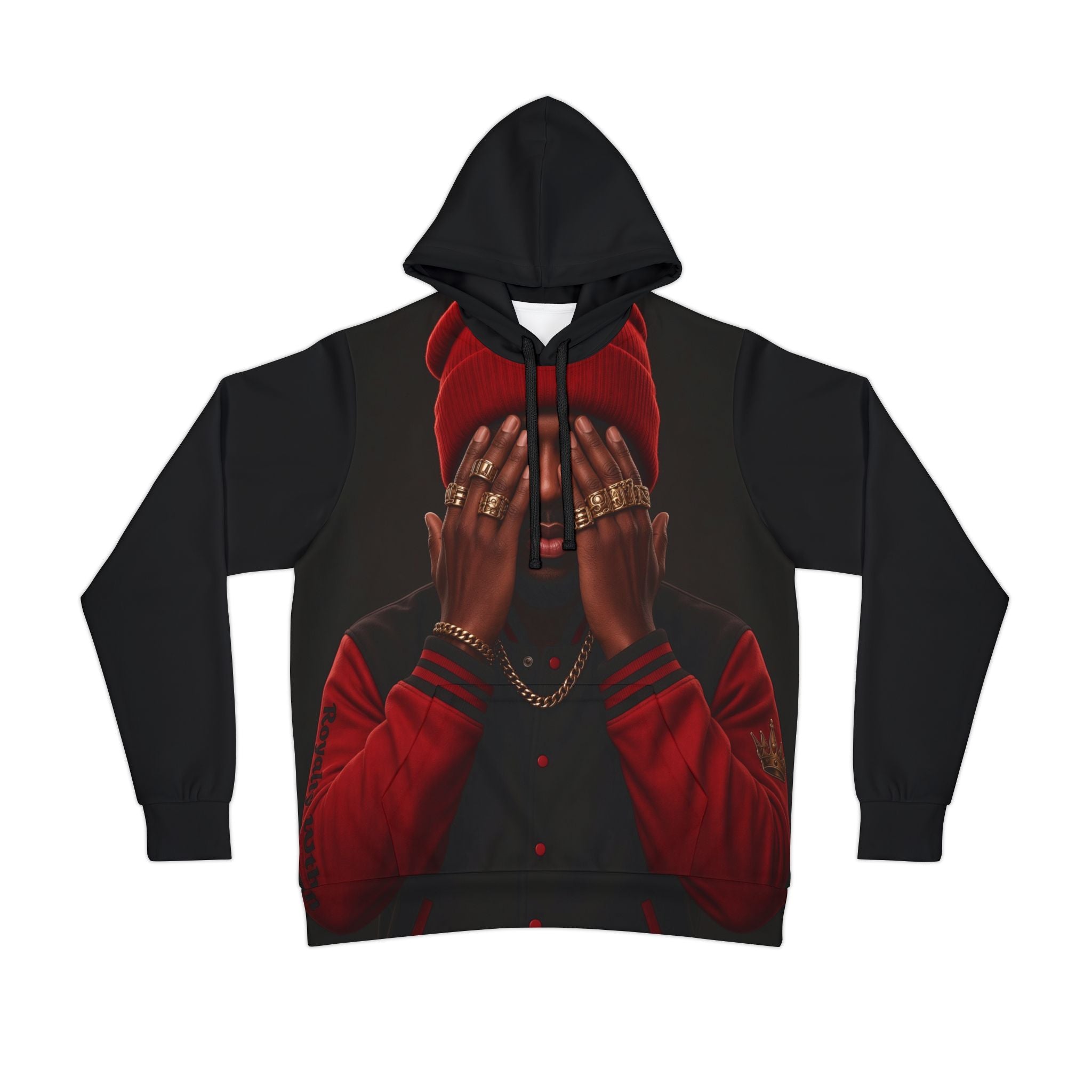 Red Beanie Portrait Athletic Hoodie