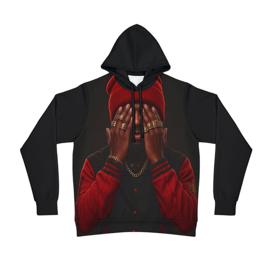 Red Beanie Portrait Athletic Hoodie