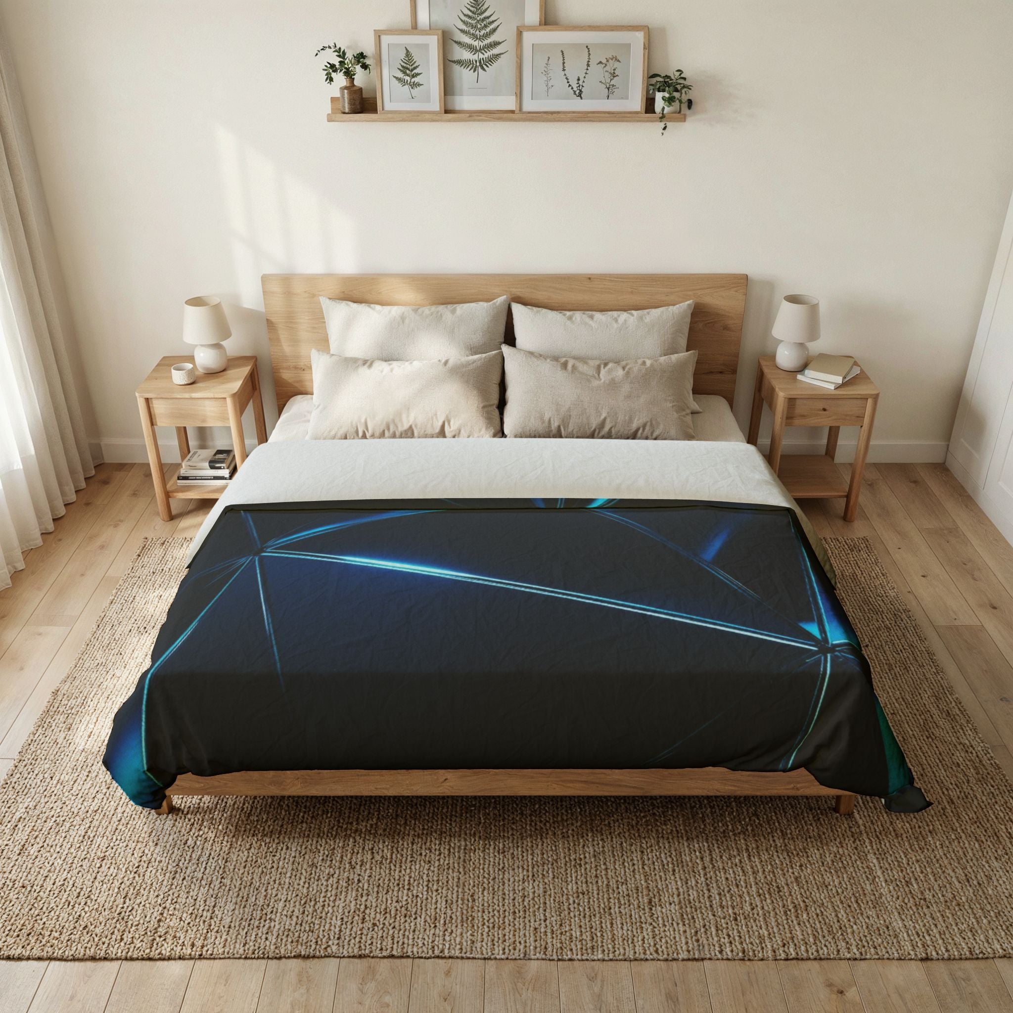 Geometric Blue Crystal Cotton Duvet Cover