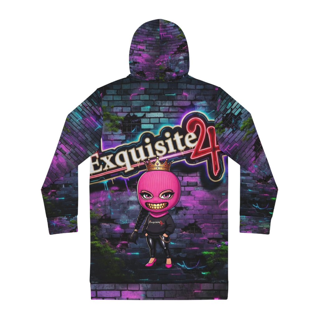 Exquisite 24 Pink Mask Graffiti Streetwear Hoodie Dress