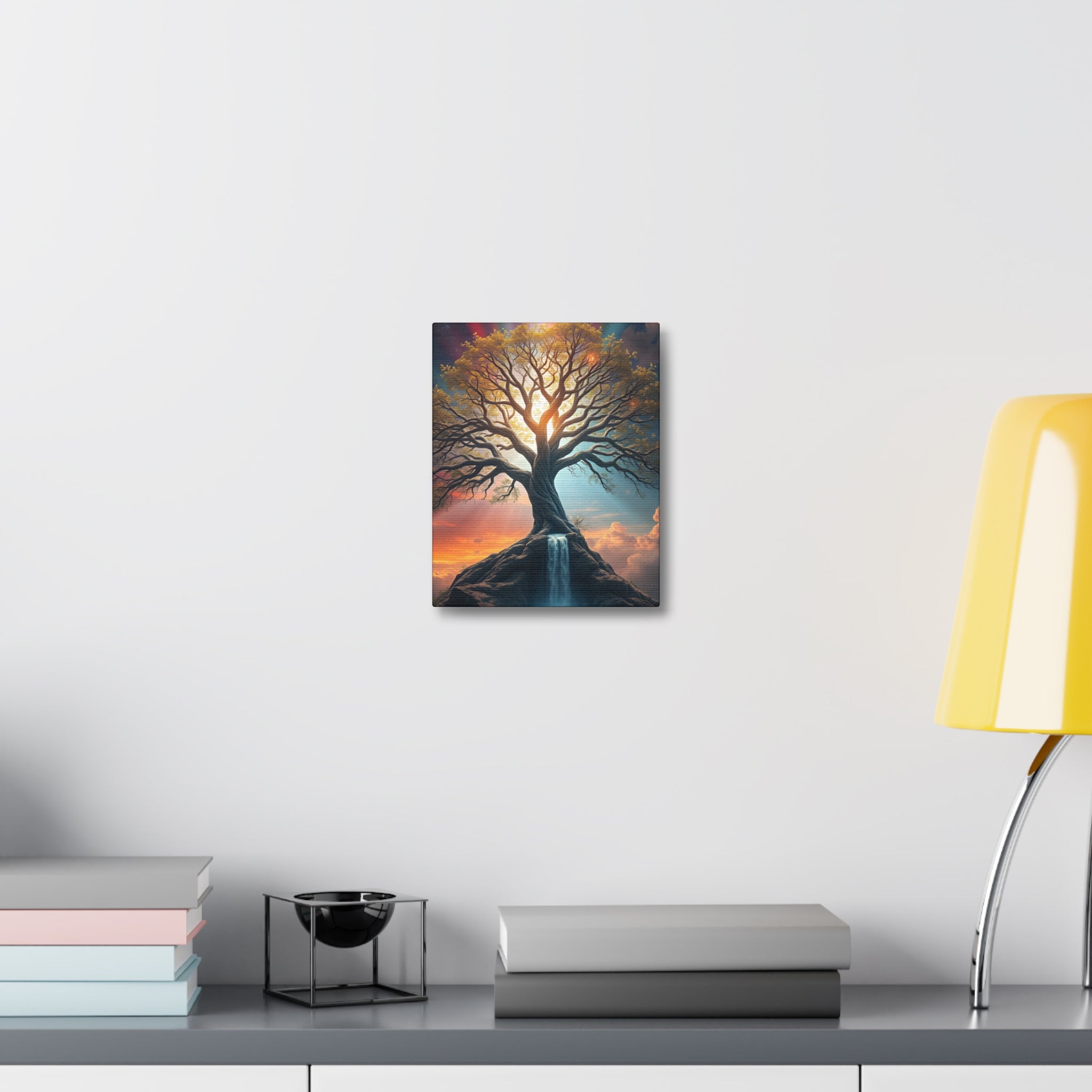 Tree of Light Stretched Canvas Wall Art – Inspirational Fantasy Landscape