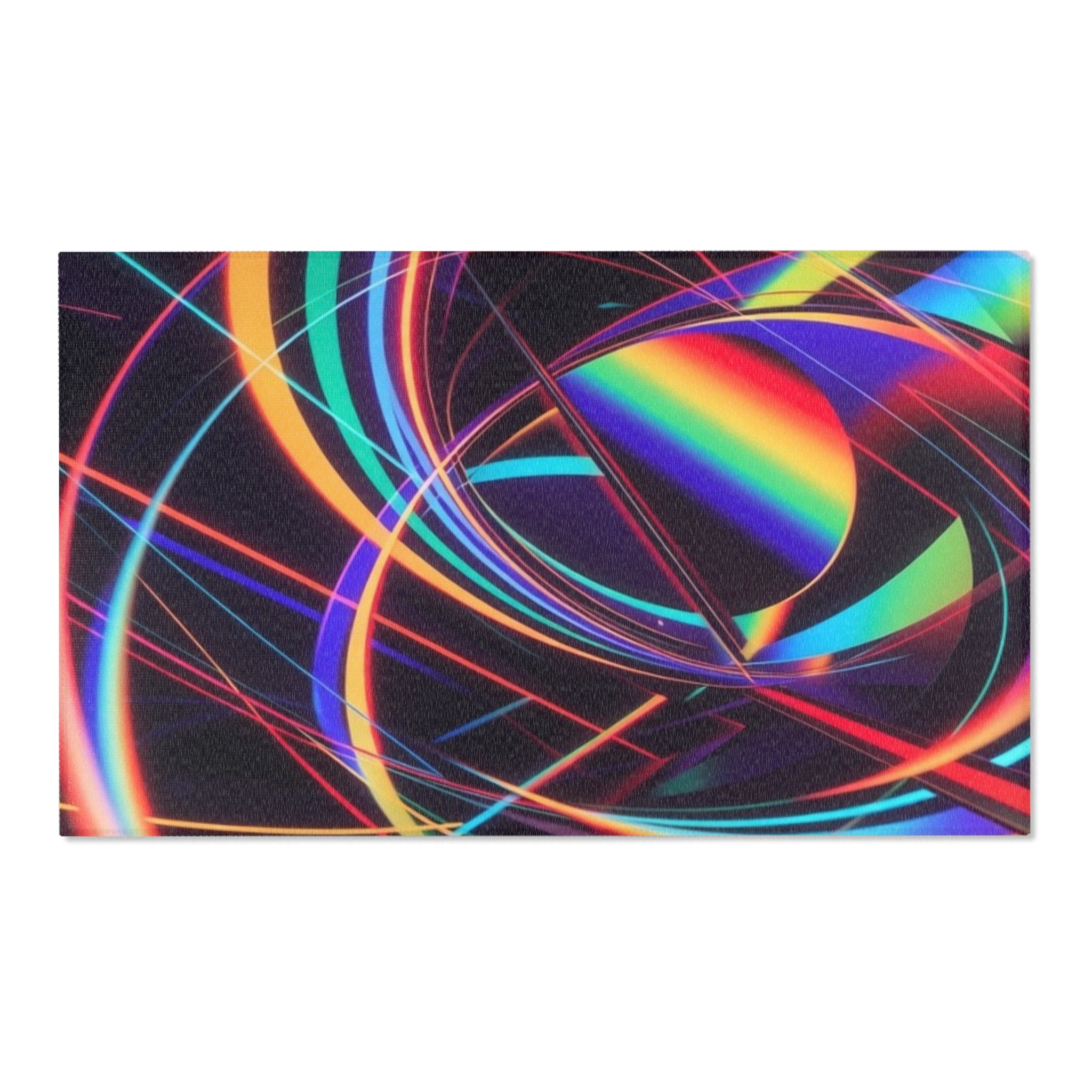 Neon Swirl Area Rug — Retro Rainbow Abstract Accent Rug