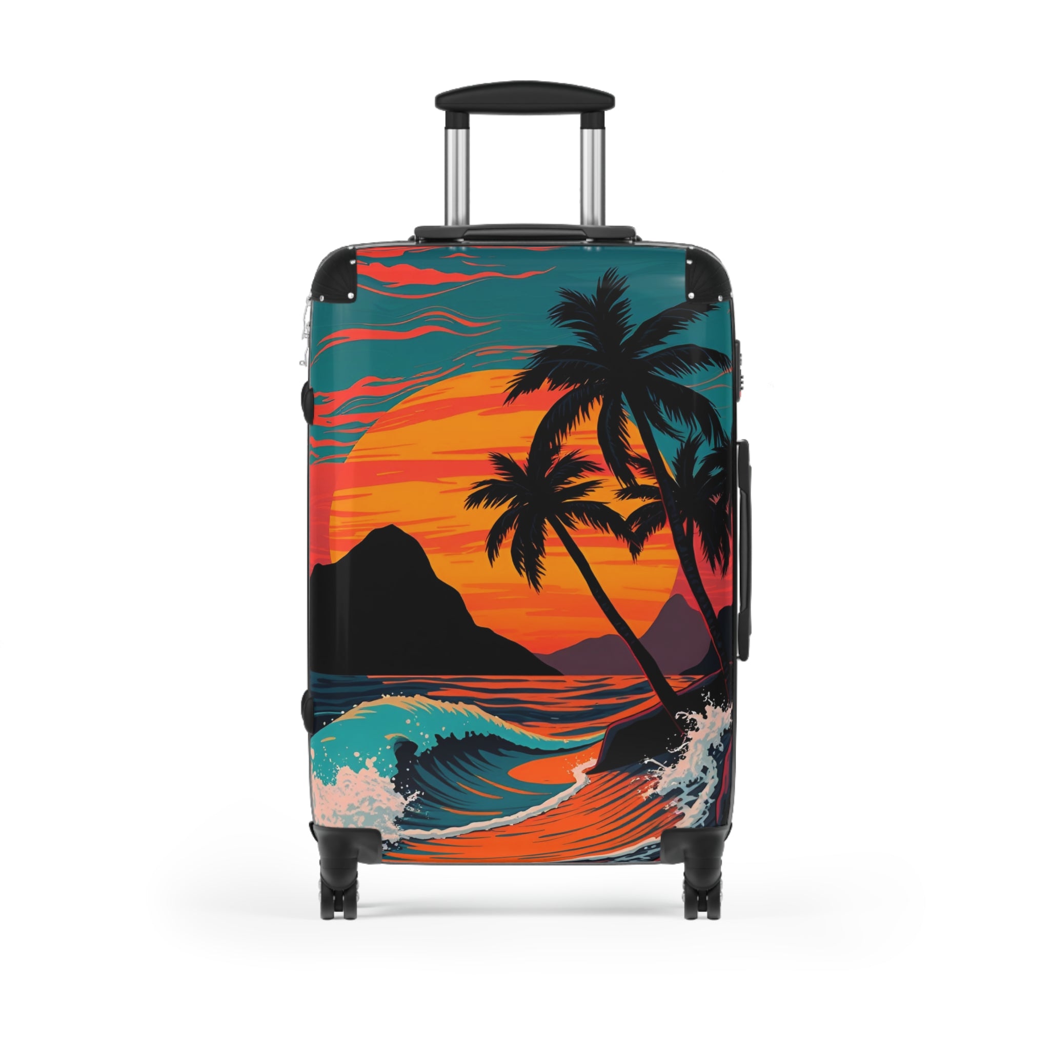 Tropical Sunset Suitcase – Palm Tree Beach Carry-On Luggage