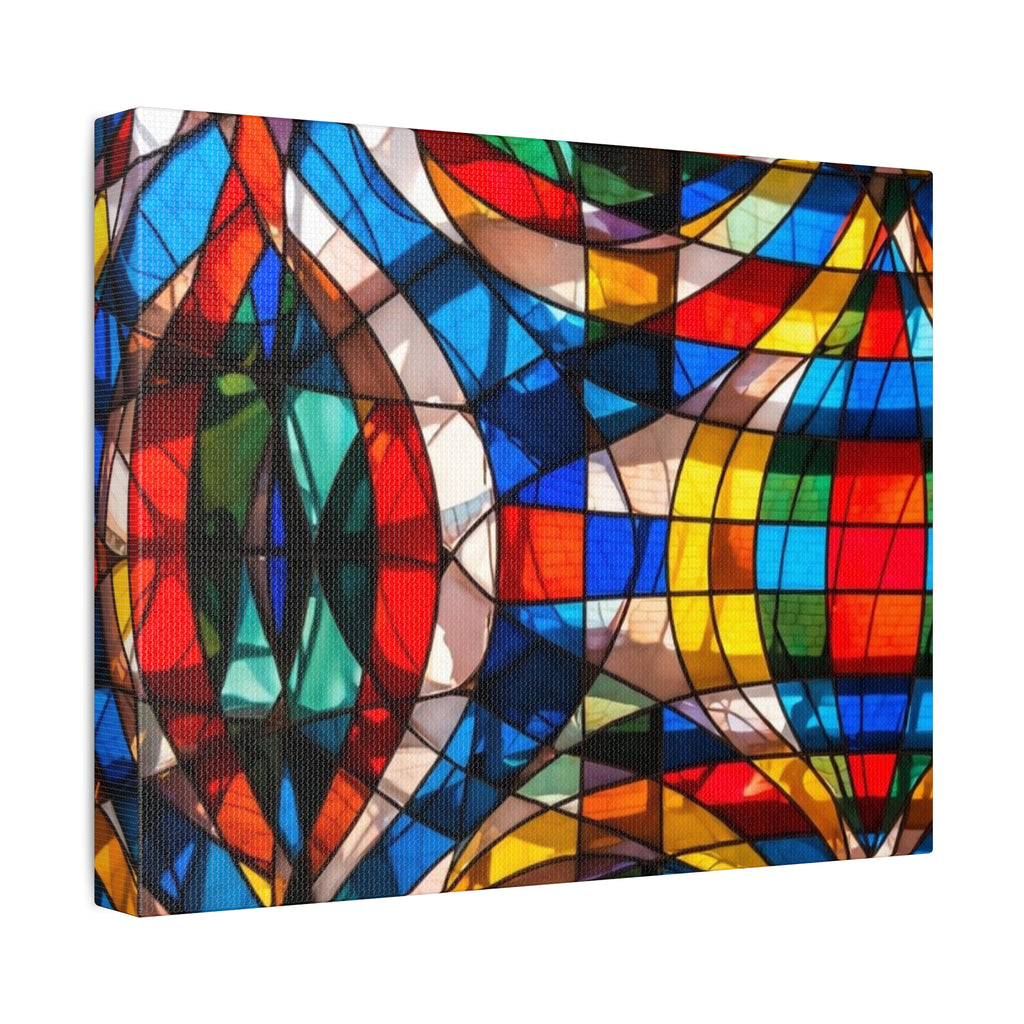 Stained Glass Abstract Stretched Canvas Print — Colorful Geometric Wall Art