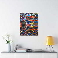 Stained Glass Abstract Stretched Canvas Print — Colorful Geometric Wall Art