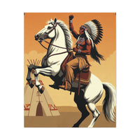 Aboriginal American Warrior on Horse — Stretched Canvas Wall Art
