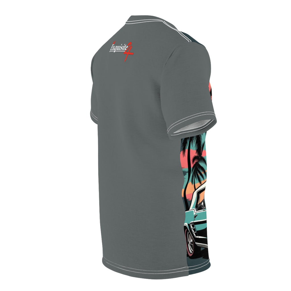 Retro Sunset Muscle Car Tee — Vintage Beach Vibe
