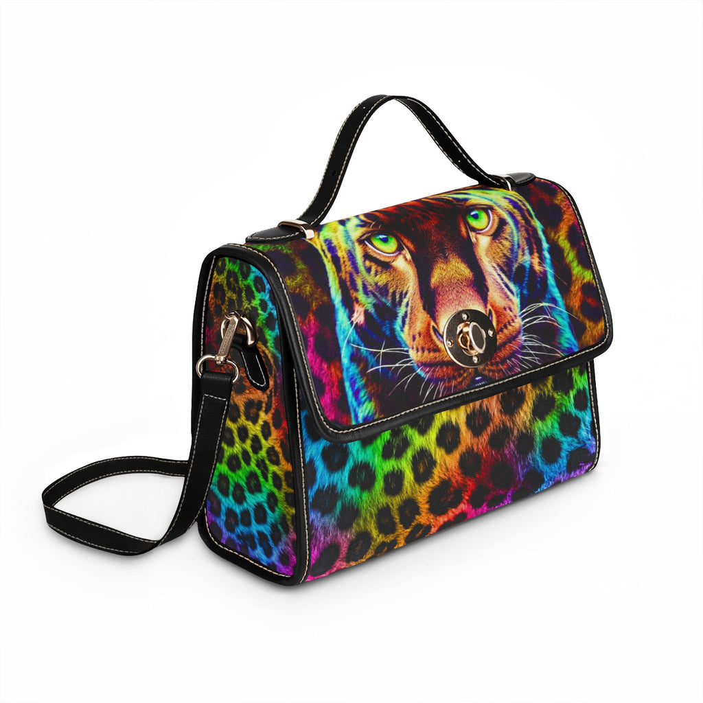 Rainbow Leopard Tote Bag — Colorful Leopard Face Waterproof Canvas Handbag