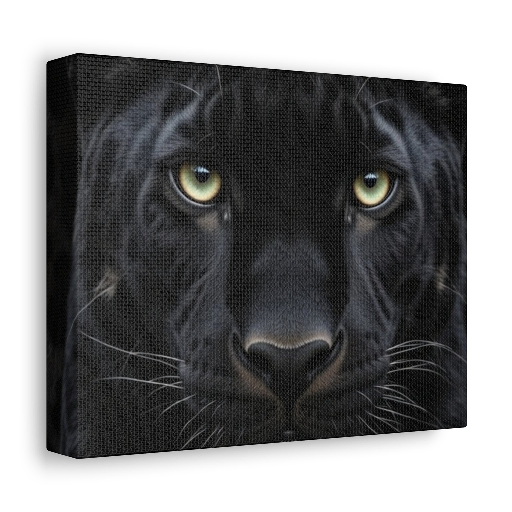 Black Panther Wall Canvas — Intense Close-Up Stretched Canvas Art