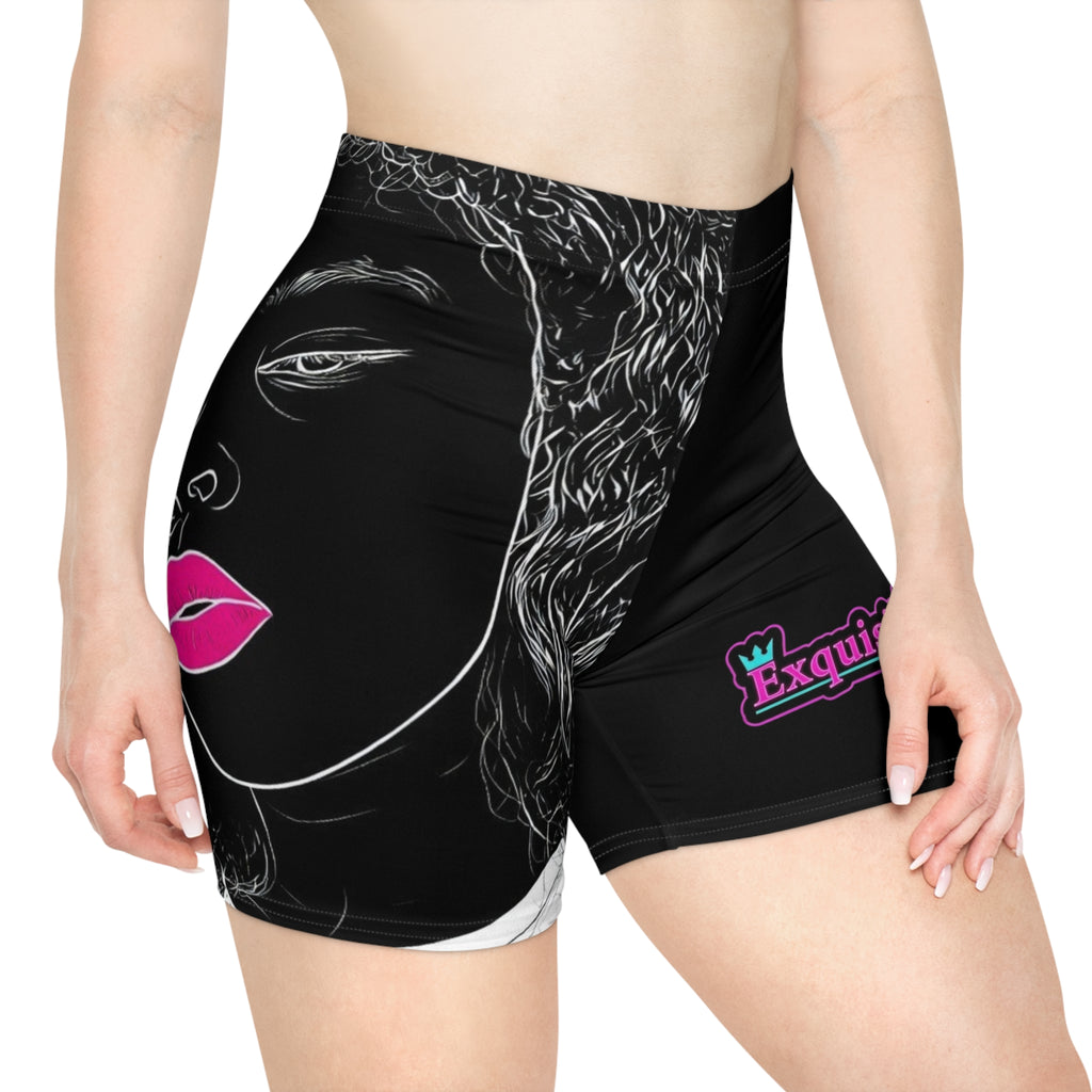 Biker Shorts — Exquisite 24 Neon Pop Face Design,  Activewear