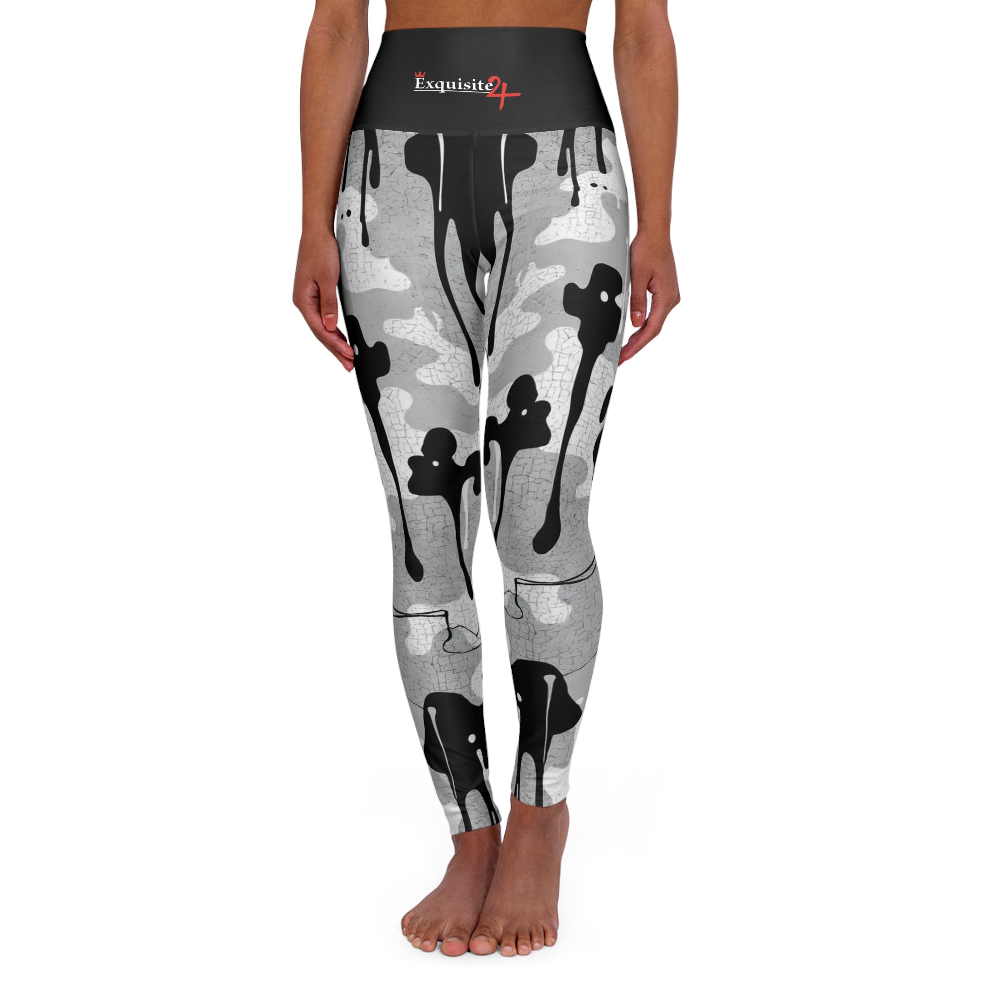 Black & Grey Camo High-Waist Yoga Leggings