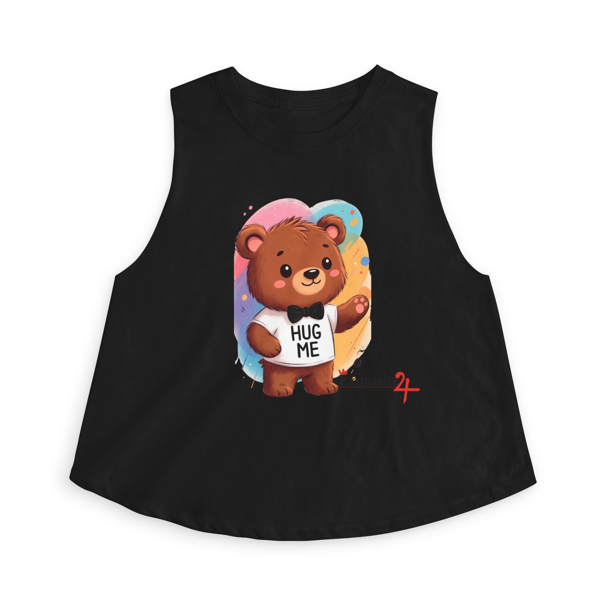 Hug Me Bear Crop Top — Cute Teddy Graphic Women's Tank