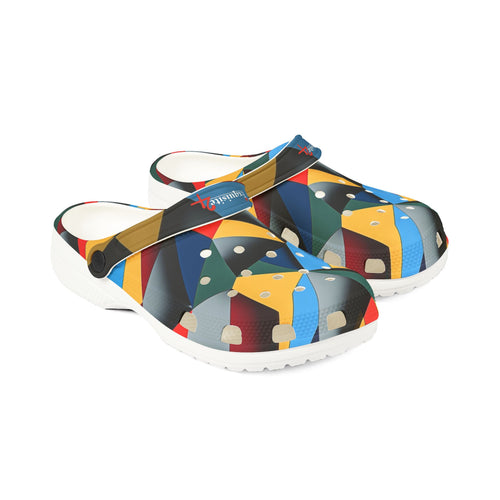 Abstract Geometric EVA Foam Clogs — Colorful Modern Slip-On Shoes