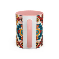 Southwestern Geometric Accent Mug — Color Interior Ceramic Coffee Cup