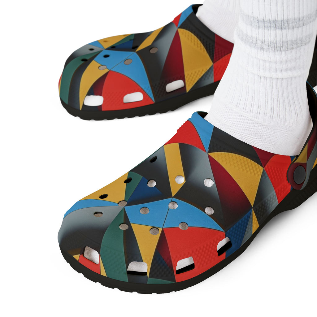 Abstract Geometric EVA Foam Clogs — Colorful Modern Slip-On Shoes