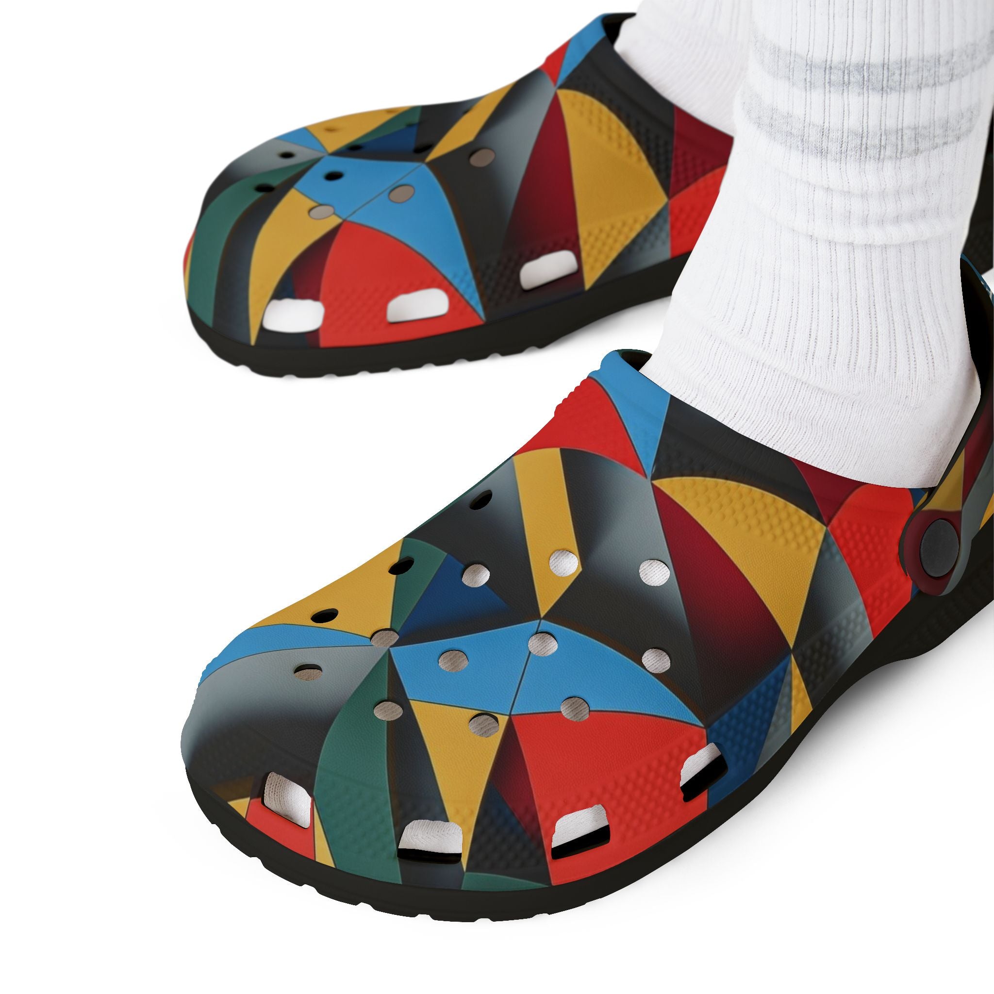 Abstract Geometric EVA Foam Clogs — Colorful Modern Slip-On Shoes