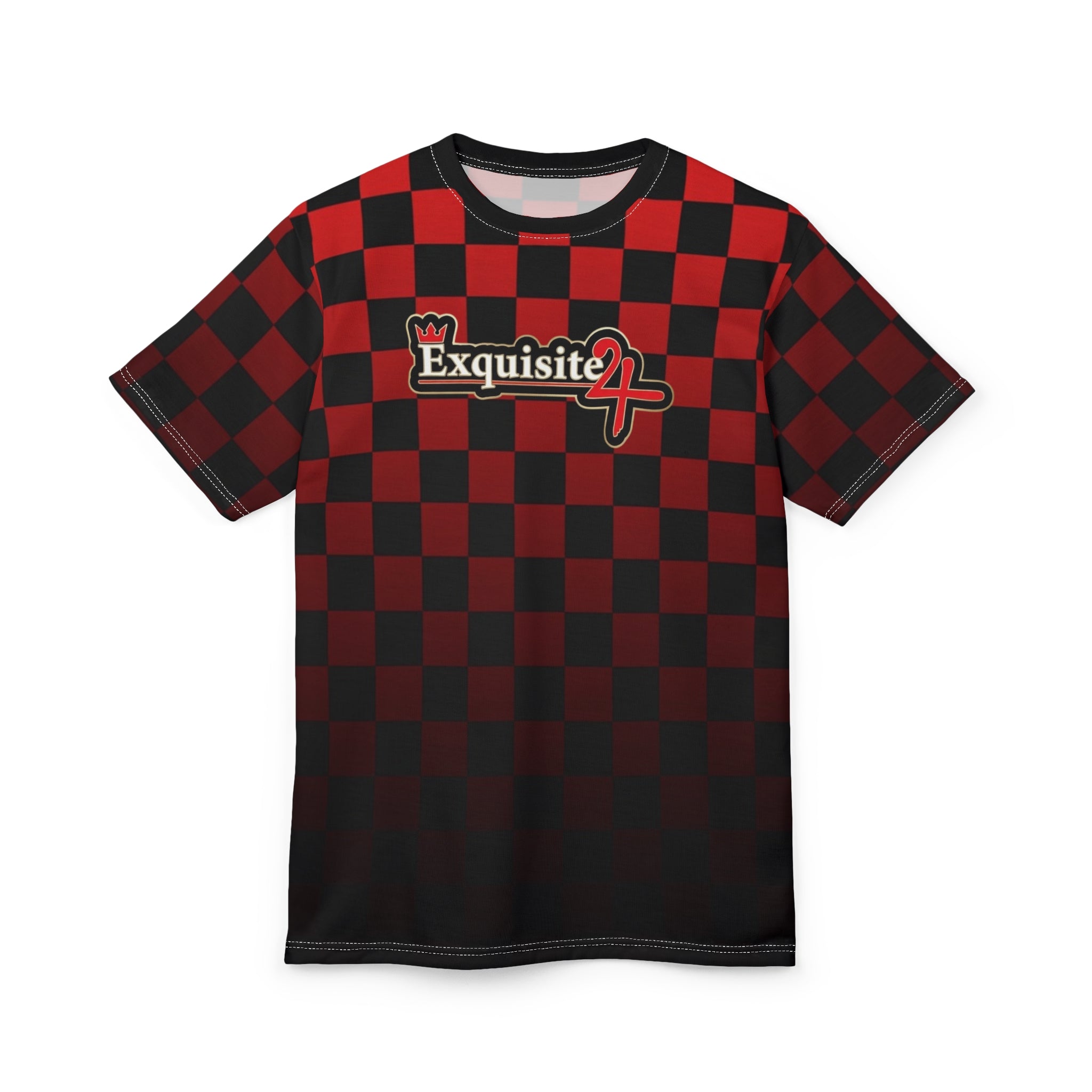 Exquisite 24 Red & Black Checkerboard Tee