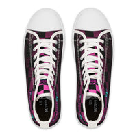 Women's Pink & Black Checkerboard High Top Sneakers