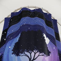 Mystic Night Tree Shower Curtain — Celestial Galaxy Bathroom Decor