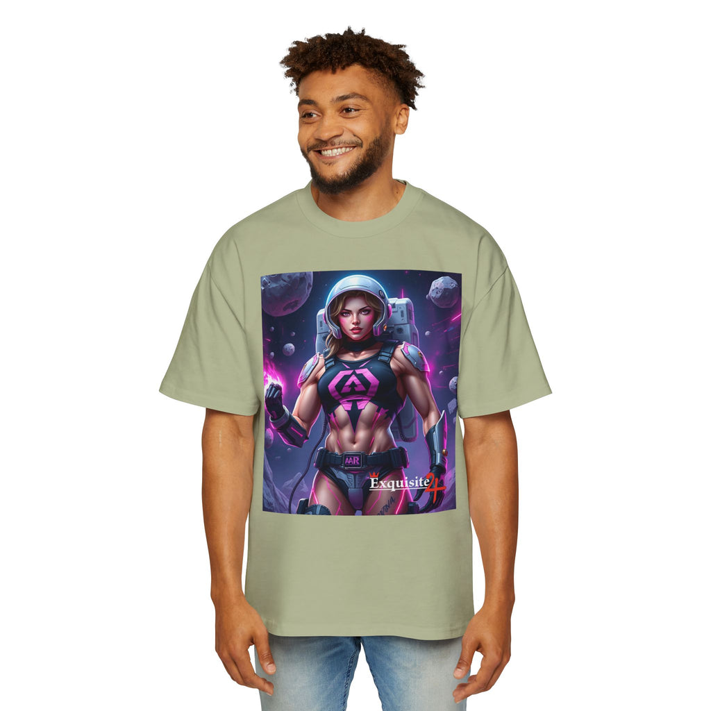 Astronaut Warrior Graphic Tee — Men's Sci‑Fi Space Gamer Oversized Shirt