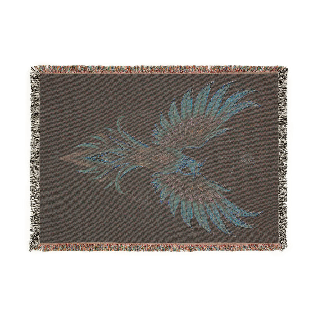 Phoenix Woven Blanket — Boho Mythical Bird Throw for Living Room, Bedroom, or Gift