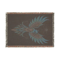 Phoenix Woven Blanket — Boho Mythical Bird Throw for Living Room, Bedroom, or Gift
